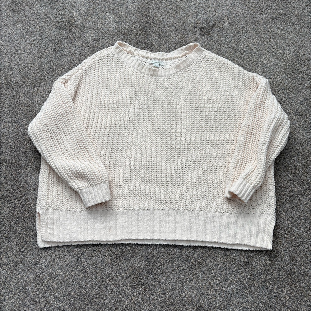 American Eagle Outfitters Cream Crew Neck Sweater